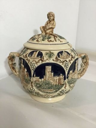 Vintage Gerz German Castle Stoneware Punch Bowl Rumtopf