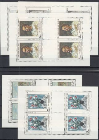 Ah5262/ Czechoslovakia – Y&t 2744 / 2748 Mnh Souvenir Sheets – Cv 150 $