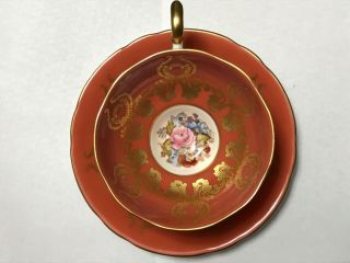 Vintage Aynsley England Porcelain Tea Cup Saucer Signed Bailey Hand Painted