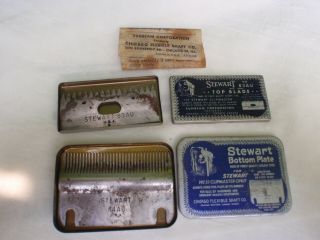 Antique Stewart Top Blade & Bottom Plate Cutting Heads Commercial Shears In Tins