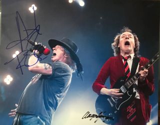 Axl Rose / Angus Young Signed Autograph In Person X2 Photo W