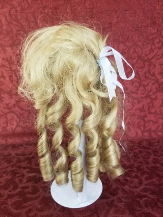 Vintage Blonde Haired Doll Wig Curls Front Bangs Great For Bisque Head Dolls