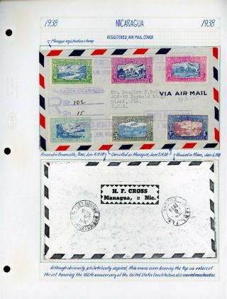 Nicaragua Us Constitution Postal History: Lot 13 1938 Reg Managua - Miami $$$