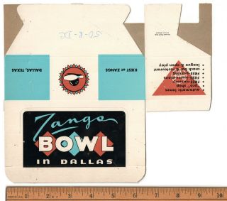 1950s Zango Bowl Dallas Texas Advertising Matchbook Display Box