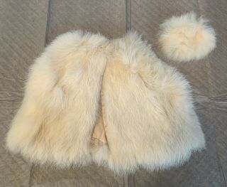 Vintage 1950’s Fur Cape And Muff Doll Set 3