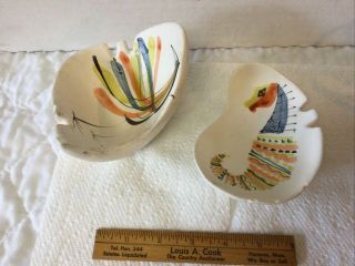 2 Vintage Different Modernist Ceramic Ashtrays Signed Roger Capron Vallauris