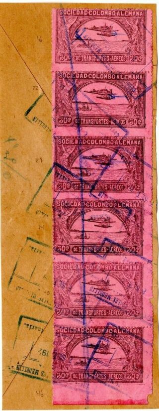 Colombia - Scadta - 1.  80p Piece Of Cover - 6x Rate - Medellin - 8 Sep 1921 - Rrr
