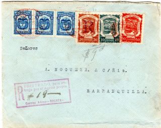 Colombia - Scadta - Registered 90c Cover W/ Prov Stamp - Bogota - 1923 Rrr