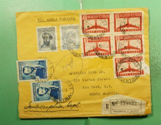 Dr Who 1942 Argentina Registered Panagra Airmail To Usa Pair G18650