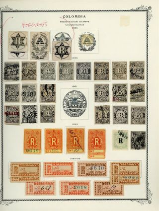 Colombia Scott Specialty Album Page Lot 1 - Registration Stamps - $$$