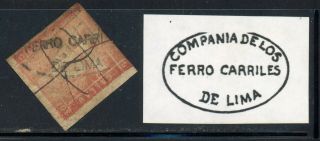 Peru - 19 Compania De Los Ferro Carriles De Lima Cancel (e194) - Rare