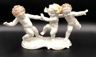 Hutschenreuther K Tutter Germany Porcelain Figurine Trio Of Dancing Cherubs