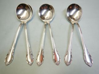 6 Remembrance Round Bowl Soup Spoons - Elegant/popular 1948 Rogers Finest
