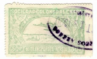 Colombia - Scadta - First Flight - 50c Stamp W/ Oct 18 1920 Cancel - Sc C16 Rrrr