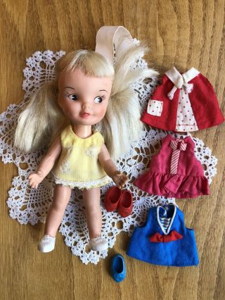 Remco Hi Heidi Pocketbook Doll With Button Plus Extra Clothes