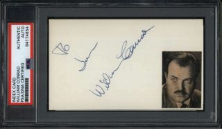 William Conrad D.  1994 Actor Cannon Signed 3 " X 5 " Index Card Psa/dna
