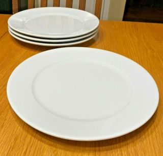 Four (4) Apilco Porcelain White Dinner Plates 11” - Made In France -