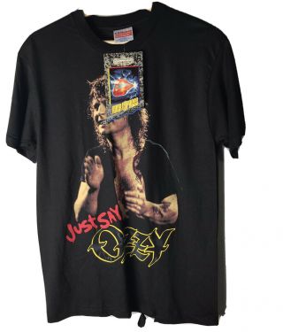 Vtg 90s Ozzy Osbourne T Shirt Concert Tour Dry Rot Sz M Just Say Ozzy