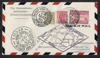 Zeppelin Brazil To Switzerland Round Flight Airmail Cover 1930