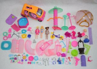 Polly Pocket 3x Doll Figures And Toys Parts Accessories 2004 Car Bundle Z10