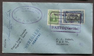 Colombia 1931 Lema Posada Pilot Signed Scadta First Flight Cover Pasto NariÑo