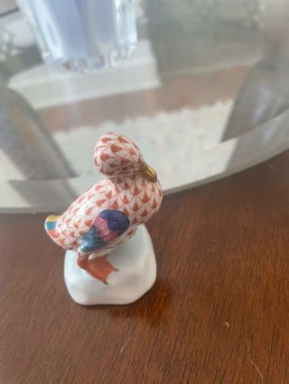 Herend Rust Fishnet Duck Figurine With Gold And Multi - Color Accents