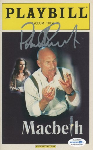 Patrick Stewart " Macbeth " Autograph Signed Broadway Playbill Acoa