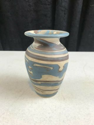 Vintage Mission Swirl Art Pottery Vase 4 1/2 " Tall X 2 3/4 " Top X 1 3/4 " Base