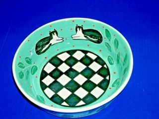 Solveig Cox Art Pottery Large Pasta Or Salad Serving Bowl Tuxedo Cat Motif Usa