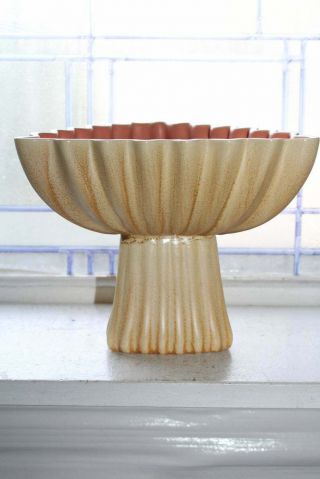 Mid Century Red Wing Pottery Ribbed Triangle Vase Charles Murphy M - 1485