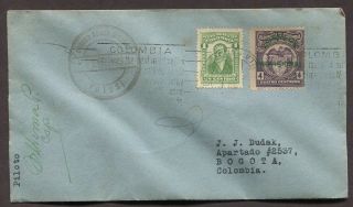 Colombia 1933 Lema Posada Pilot Signed Airmail Cover Barranquilla To Bogota