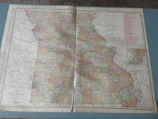1914 Antique Map - Rare 20.  5 " X 28 " Large Map Of Missouri W/ Railroads