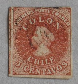 Chile 1854 Columbus Colon Yv 1b – 5 C Red - Brown – Desmadryl Experts Brun Calves
