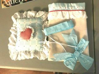 Blue & Red Bedding & Accessories For American Girl,  Bitty Baby Moses Basket Bed