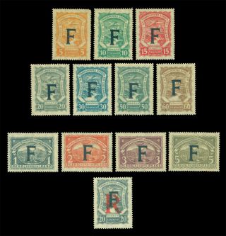 Colombia 1923 Airmail Scadta - France " F " Ovpt.  Set Sc Clf81 - 91,  Cflf5 Mh