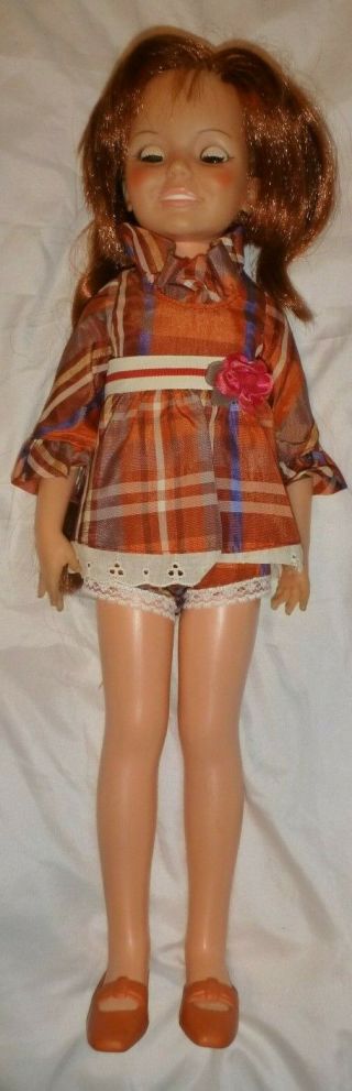 Vintage Crissy Doll Long Hair Rare 2 Piece Outfit Hong Kong Orange Shoes Old Toy