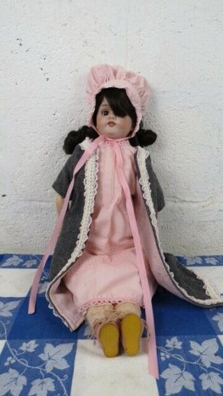 20 " Dainty Dorothy Doll Germany Bisque Head Kid Leather Body Parts Leg Injury