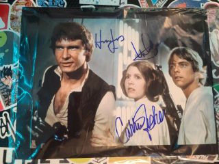Carrie Fisher Harrison Ford Mark Hamill (star Wars) Autographed Signed