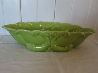 Royal Haeger Console Bowl Planter Lime Fish Koi Ocean Waves Chartreuse 15 Inch