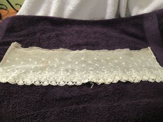 Gorgeous Piece Of Antique Vintage Lace With Dots And Design - 36 " X 5 "