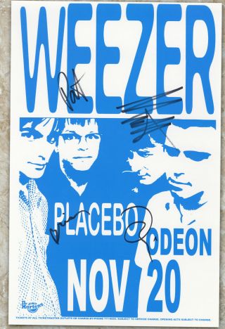 Weezer Autographed Concert Poster Matt Sharp,  Rivers Cuomo,  Patrick Wilson