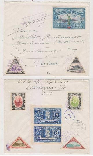 Nicaragua 1955 Exceptional Postage On R - Letter Managua To Fribourg,  Switzerland