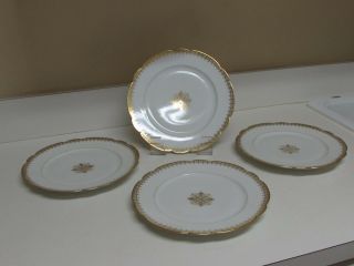 M.  Redon Limoges France Dinner Plate Gold Gilt Rim Set Of 4