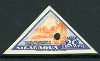 Nicaragua Waterlow Triangles 1947 Specialized: Scott C287 20c Imperf Proof 2 $$