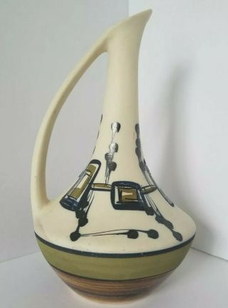 Ssy Mcm Harsa Israel Azaz Pottery Pitcher Hand Painted 10.  5 " Tall Rare Last One