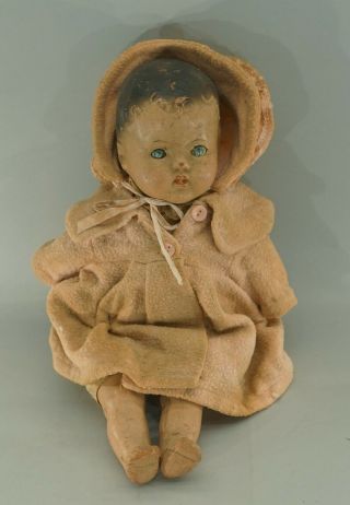 Vintage Antique Composition Doll W/ Opening & Closing Eyes 17 1/2 " Tall