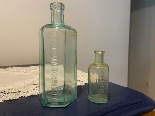 2 Antique Pepto Mangan Gude Bottles,  Regular And Sample Size,  Vintage,  Medicinal