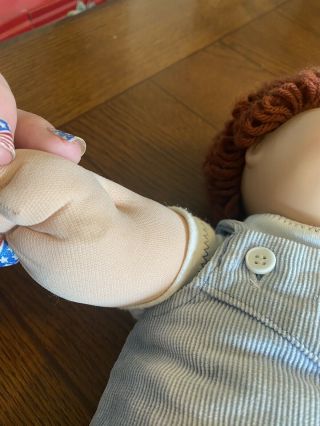 1980s Cabbage Patch Kid Doll Auburn Hair Brown Eyes Corduroy Jumpsuit Coleco 3