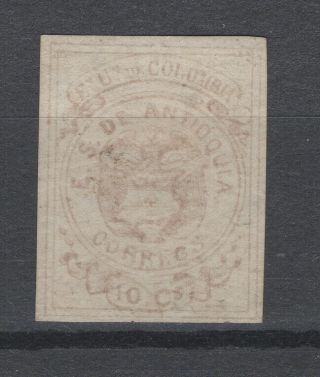 Antioquia 1868 Sc 3 Coat Of Arms,  10c.  Lilac,  Thick Paper Mng Catv $3000