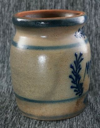 BBP Beaumont Brothers Pottery Cobalt Blue Decorated MAINE CROCK - 5 3/4 